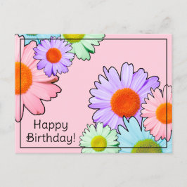 Cartão Postal Pastel Daisies Feliz Aniversário