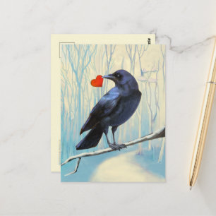 Cartão Postal Pastel de Amor de Corvo