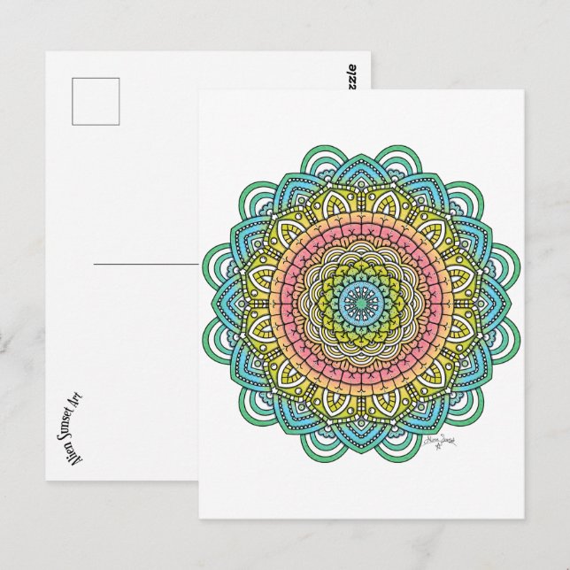 Cartão Postal Pastel Defleur Mandala (Frente/Verso)