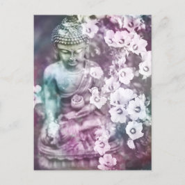 Cartão Postal *~* Pastel Meditação Zen Buddha Medita Flores