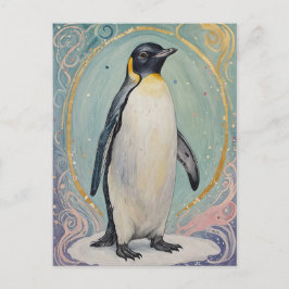 Cartão Postal Pastel Penguin mágico