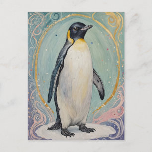 Cartão Postal Pastel Penguin mágico