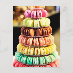 Cartão Postal Pastel Rainbow empilhou Cookies Macaron Franceses