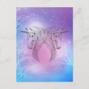 Cartão Postal Pastel Silver Unicorns