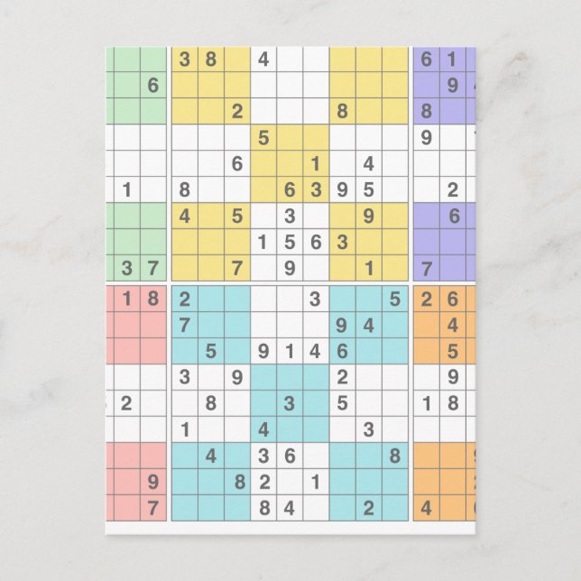 Cartão Postal pastel sudoku (Frente)