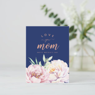 Cartão Postal Pastel Watercolor Florals Te Ama Mãe Minimalista