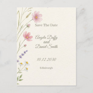 Cartão Postal Pastel Wildflower Save the Date