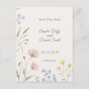 Cartão Postal Pastel Wildflower Save the Date
