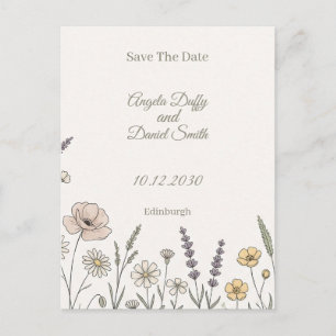 Cartão Postal Pastel Wildflower Save the Date