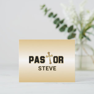 Cartão Postal Pastor Cruz Dourada Preta Personalizada