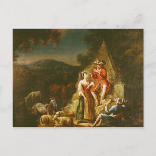 Cartão Postal Pastor tocando flauta