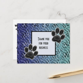 Cartão Postal Pata de Animal Barata Obrigado pelo seu Negócio