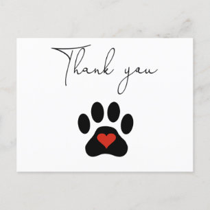 Cartão Postal Pata de Cachorro Agradecimento Personalizado 