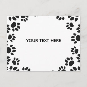 Cartão Postal Patas de Cachorro Preto e Branco Personalizadas