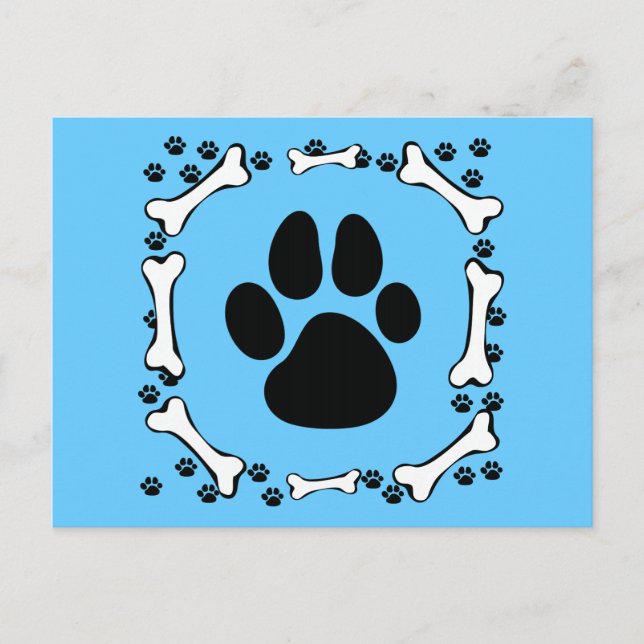 Cartão Postal Patas do cão e ossos de cão (Frente)