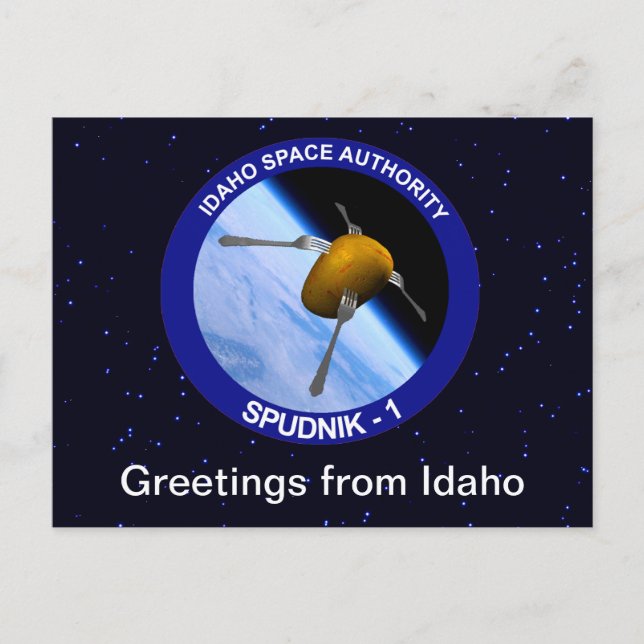 Cartão Postal Patch da Missão de Satélite Idaho Spudnik (Frente)
