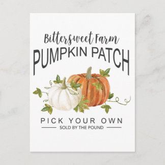 CARTÃO POSTAL PATCH DE PUMPKIN DE QUEDA