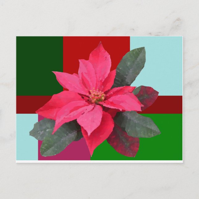 Cartão Postal Patchwork Christmas - Poinsettia (Frente)