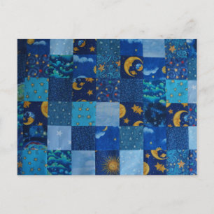 Cartão Postal Patchwork de estrelas azuis