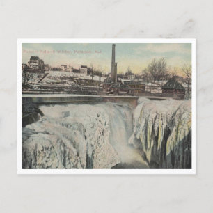 Cartão Postal Paterson NJ, Passaic Falls in Winter 1910 Vintage