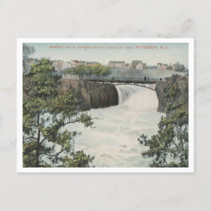 Cartão Postal Paterson NJ, Passaic Falls, Inundação de 1904 Vint