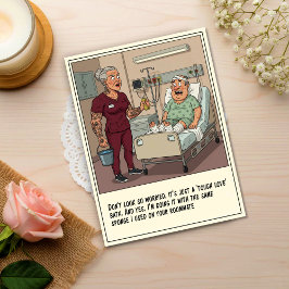 Cartão Postal Patient Scared of Nurse Sponge Bath Get Well