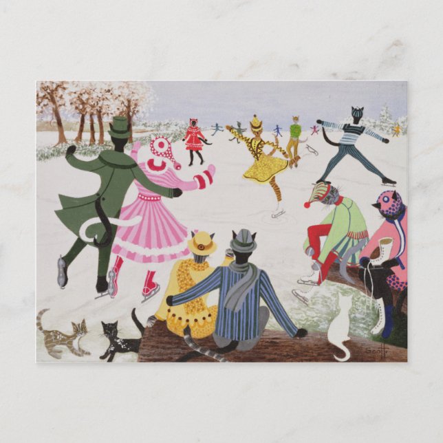 Cartão Postal Patinação no gelo fino (Frente)