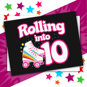Cartão Postal Patinação no Rolo de Aniversário de 10 Anos 10 Ano