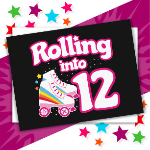 Cartão Postal Patinação no Rolo de Aniversário de 12 Anos 12 Ano
