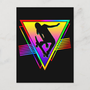 Cartão Postal Patinador de skate retrô