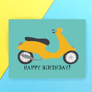 Cartão Postal Patinete Amarelo FELIZ NO ANIVERSÁRIO CLIENTE