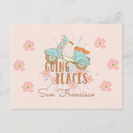 Cartão Postal Patinete Boho indo aos lugares