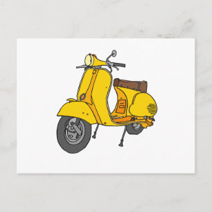 Cartão Postal Patinete do motor amarelo