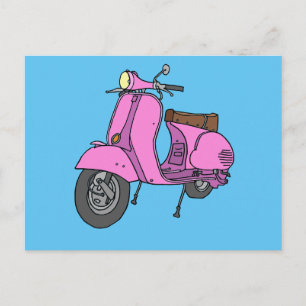 Cartão Postal Patinete do motor rosa