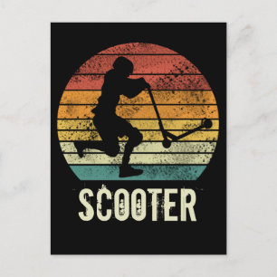 Cartão Postal Patinete vintage sunset retro E-Patinete