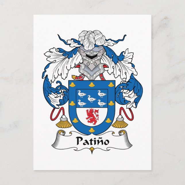 Cartão Postal Patino Family Crest (Frente)