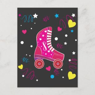 Cartão Postal Patins Rosa Rollerblade Patins de Rodas Patinação