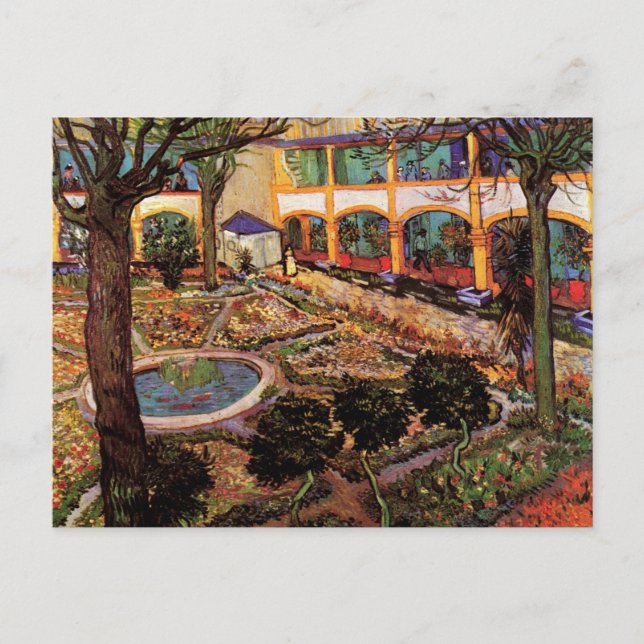 Cartão Postal Pátio do Hospital em Arles por Vincent van Gogh (Frente)