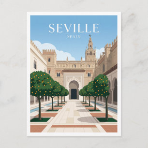 Cartão Postal Pátio dos Laranjeiras Sevilha Espanha Viagem