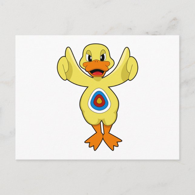 Cartão Postal Pato Acerta Alvo (Frente)