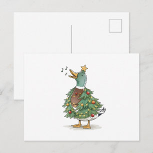 Cartão Postal Pato Cantando Árvore de Natal para Amor de Férias