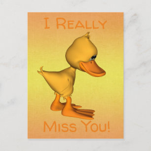 Cartão Postal Pato Cartoon Amarelo