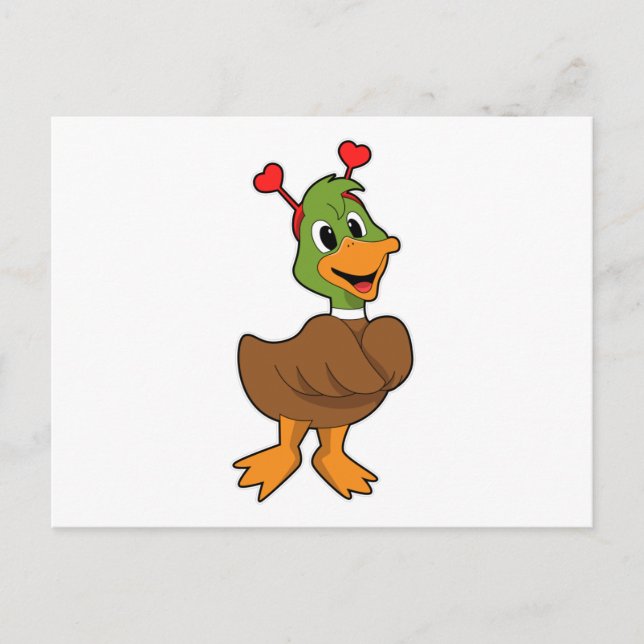 Cartão Postal Pato com Tiaro de Coração (Frente)