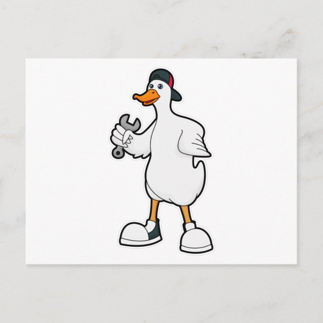 Cartão Postal Pato como Artesão com Ferramenta & Chapéu (Frente)
