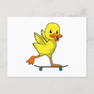 Cartão Postal Pato como Patinador com Skate