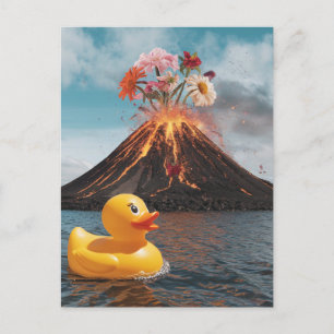 Cartão Postal Pato de borracha vulcânica surreal