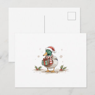 Cartão Postal Pato de Natal com Chapéu de Papai Noel para Amante