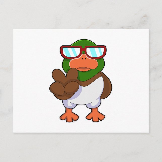 Cartão Postal Pato de óculos de sol (Frente)