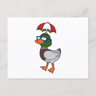 Cartão Postal Pato em chuva com guarda-chuva.PNG