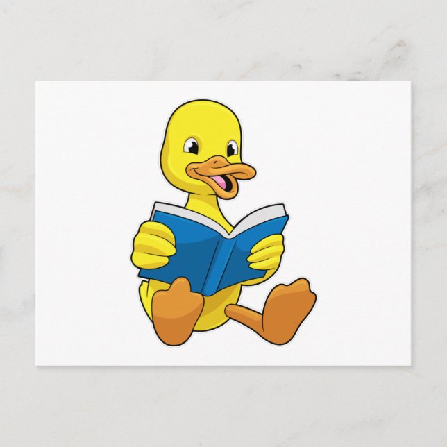 Cartão Postal Pato lendo com livro em Reading (Frente)